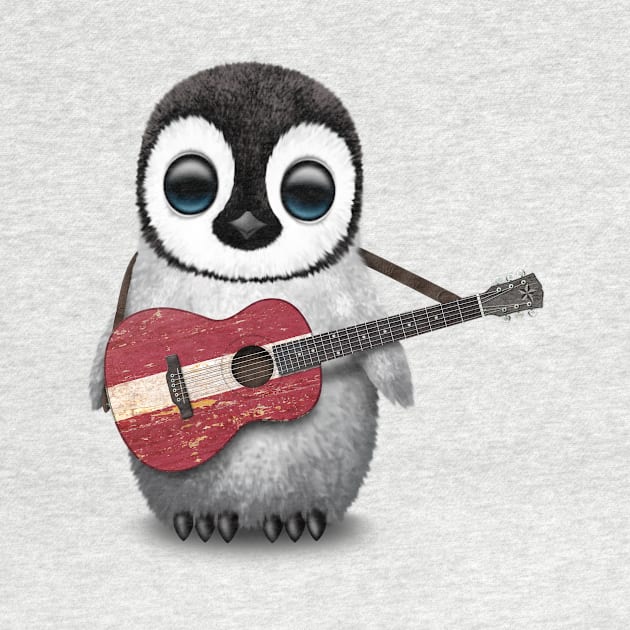 Baby Penguin Playing Latvian Flag Guitar by jeffbartels